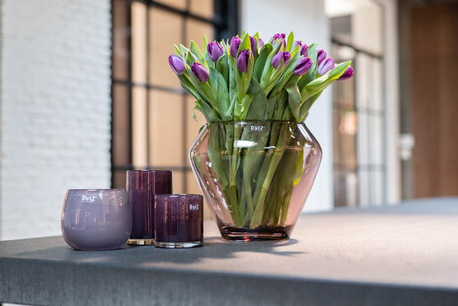 Vase Zorba aubergine transparent